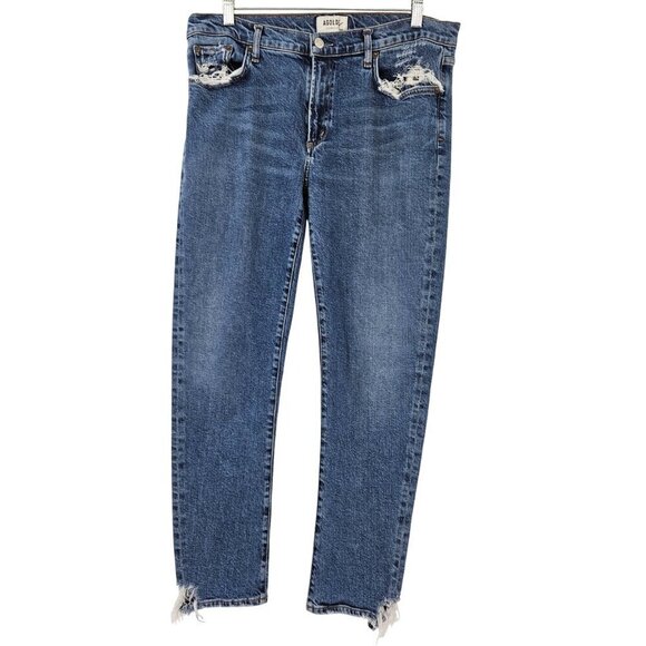 Agolde Toni Slim Jeans In Stratosphere Dark Wash Women’s Size 32 Distressed - Picture 4 of 12